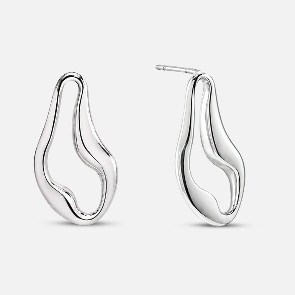 Sterling Silver Open Swirl Centre Drop Earrings