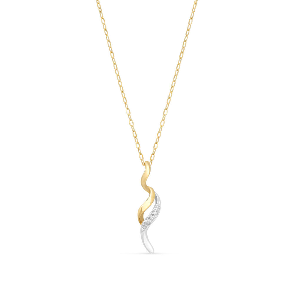 9ct Yellow Gold and White Gold Long S 0.01ct Diamond Pendant image number 0