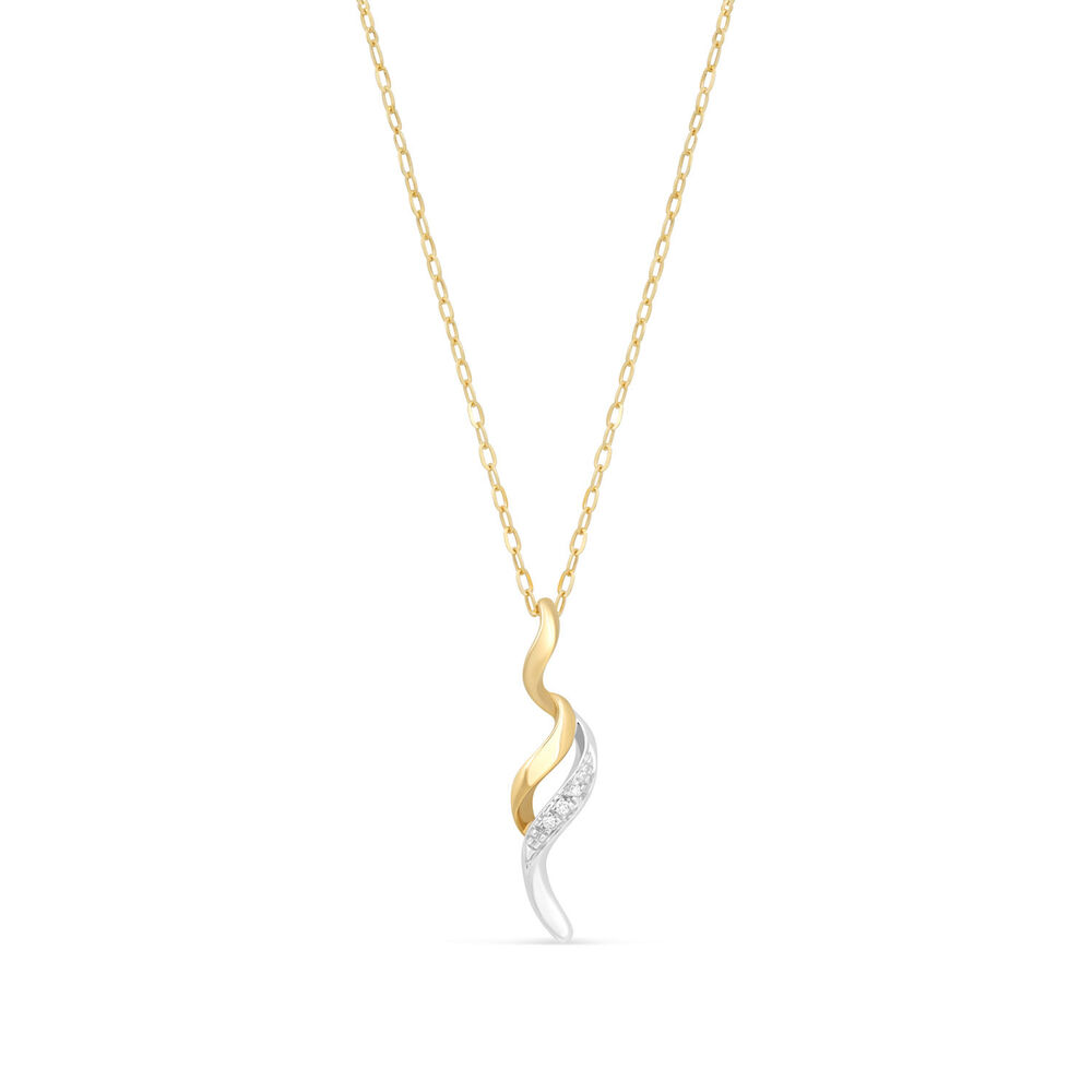 9ct Yellow Gold and White Gold Long S 0.01ct Diamond Pendant