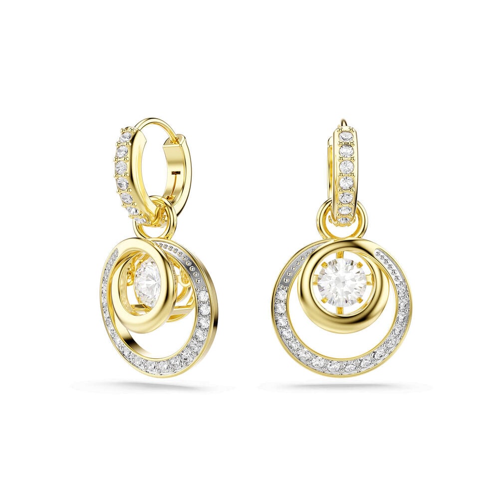 Swarovski Hyperbola Crystals & Cubic Zirconia 18ct Yellow Gold Finished Drop Earrings