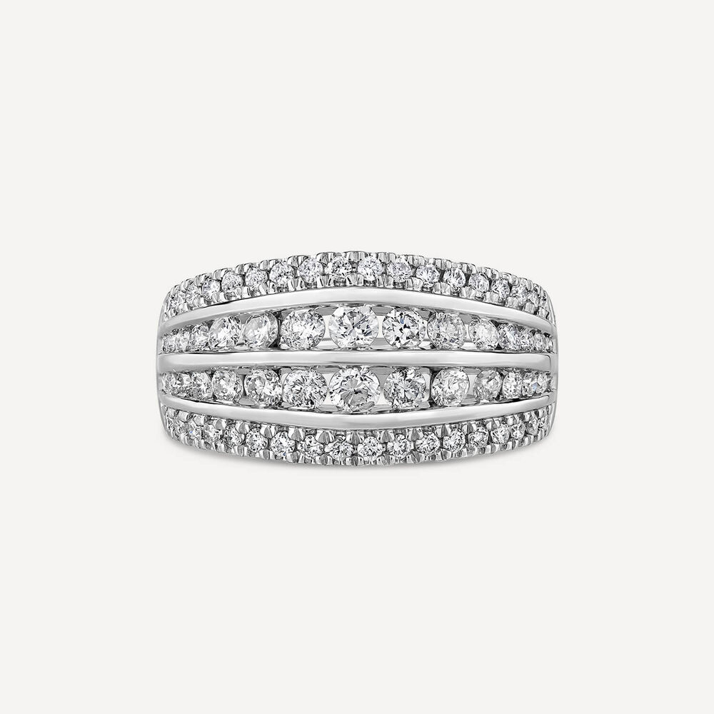 Platinum Four Row Chain Set 1.0 Carat Diamond Band Ring image number 1