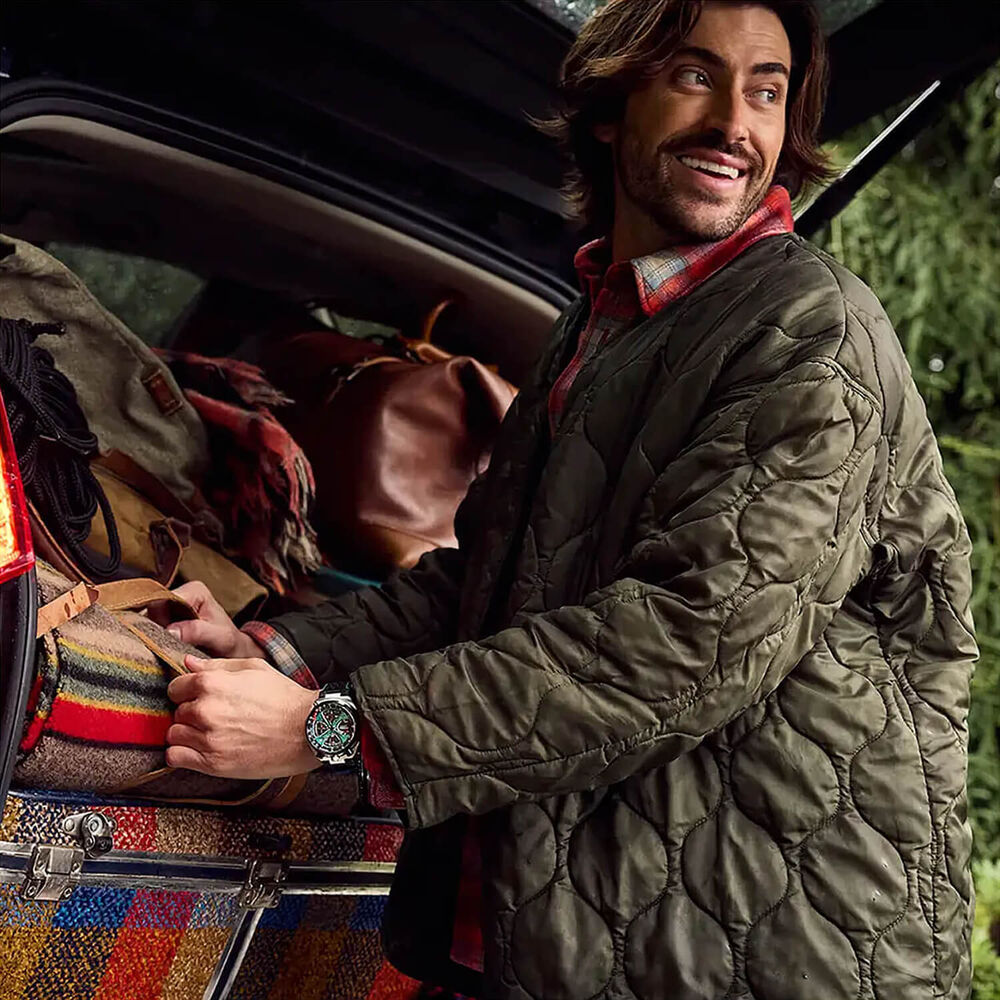 Citizen Promaster Bullhead Racing Chronograph 45mm Blue Dial Black Leather Strap Watch image number 4