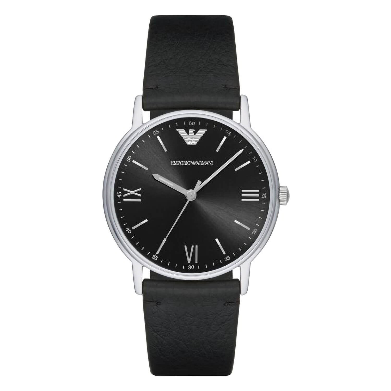 Emporio Armani Kappa 41mm Black Dial Leather Strap Watch