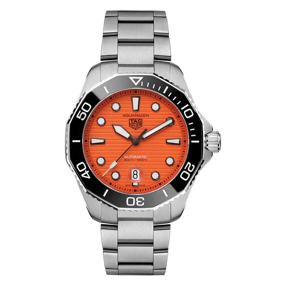 TAG Heuer Aquaracer 43mm Orange Dial Steel Bracelet Watch image number 0
