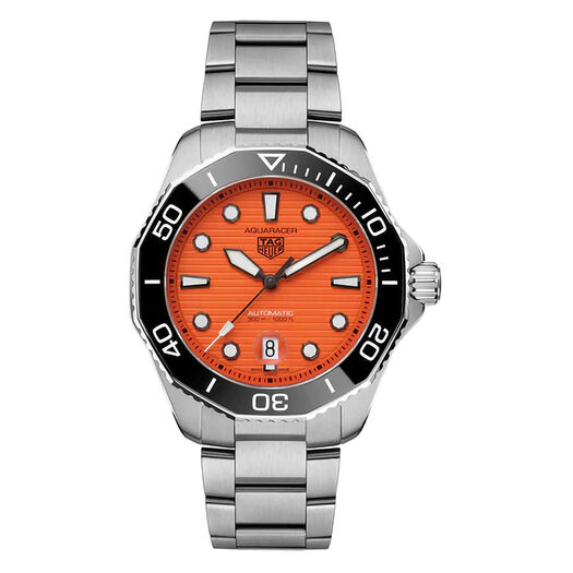 TAG Heuer Aquaracer 43mm Orange Dial Steel Bracelet Watch