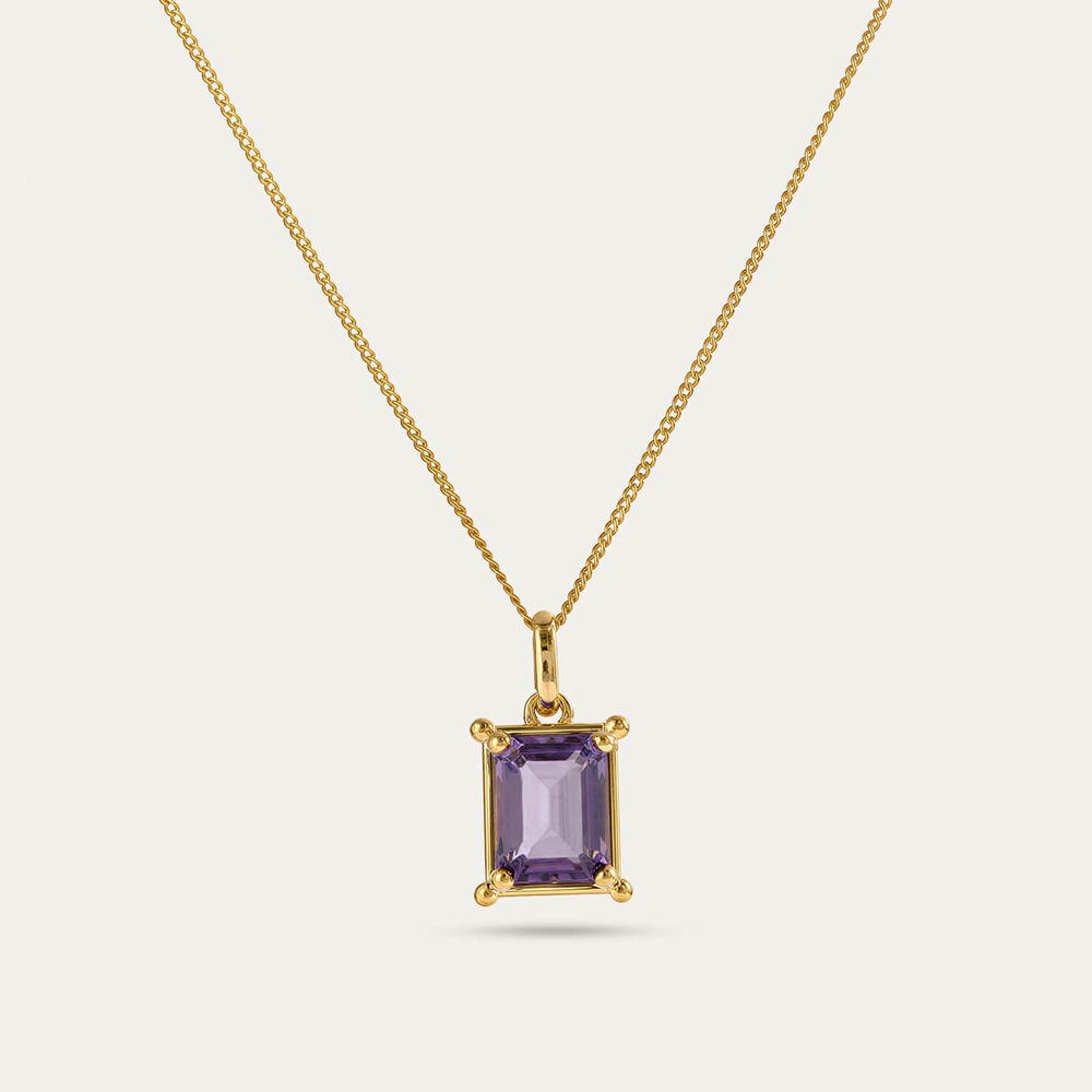 9ct Yellow Gold Rectangular Amethyst Pendant