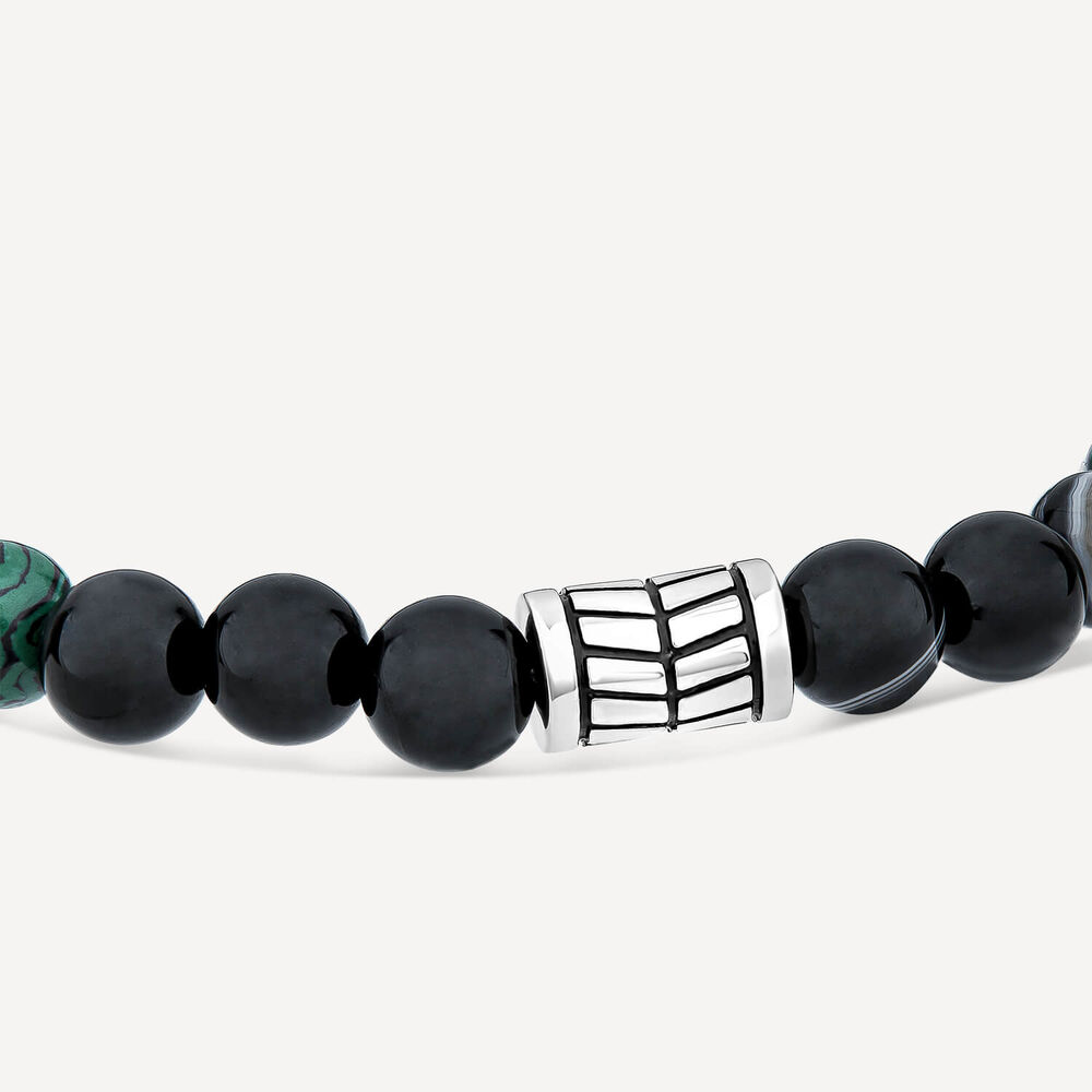 Gents Malachite/Tiger- Eye Agate Bead Bracelet image number 3