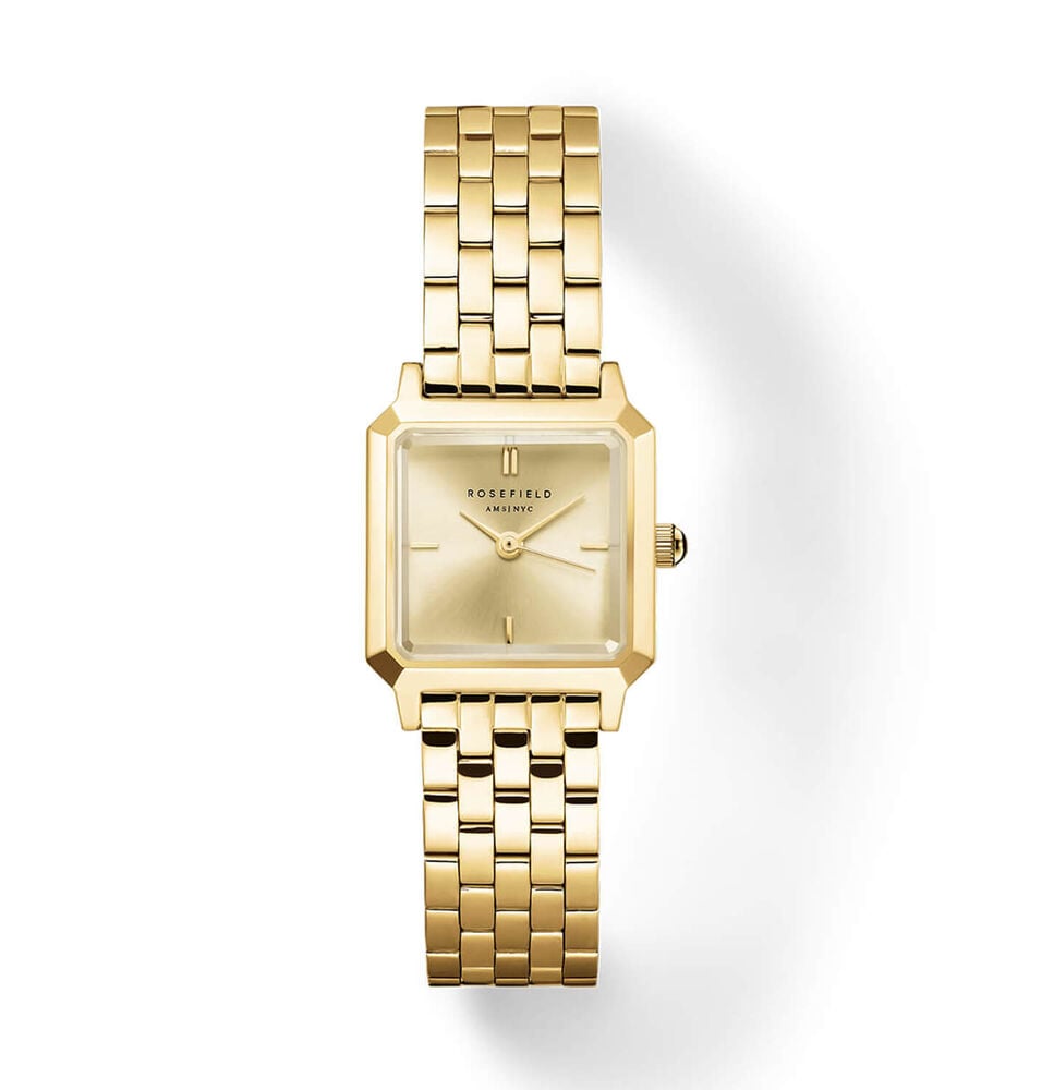 Rosefield Boxelle Champagne 19.5x19.5mm Dial 23k Gold Plated Steel Bracelet Watch