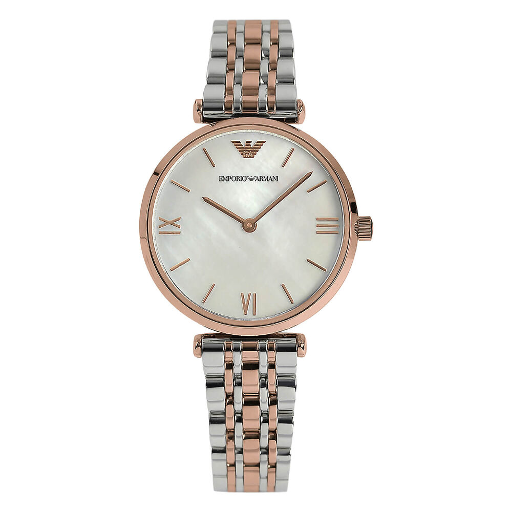 Emporio Armani Mother Of Pearl Dial Rose Two Tone Bracelet
