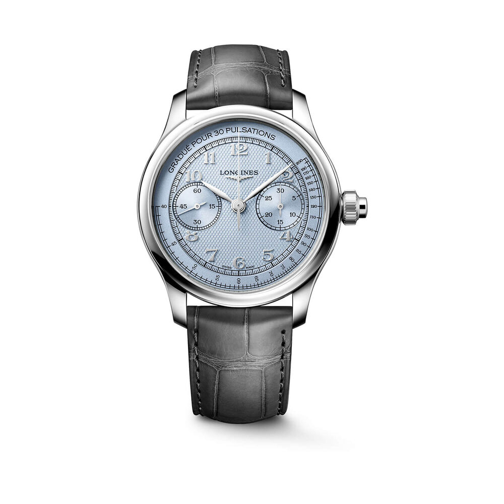Longines Master Collection Chrono Monopusher 41mm Silver Barleycorn Dial Steel Bracelet Watch