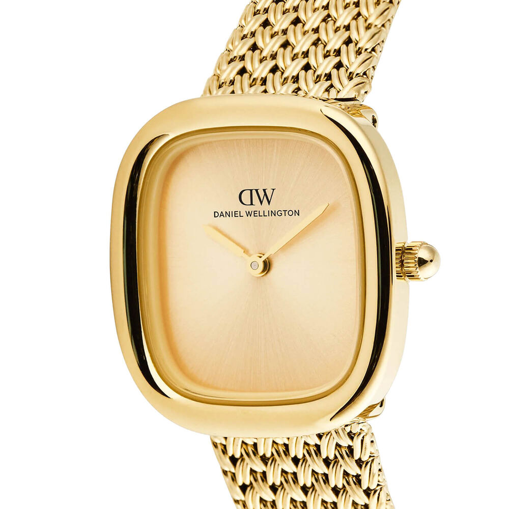 Daniel Wellington Margot 24x26mm Gold Tone Sunray Dial Steel Braided Mesh Bracelet Watch