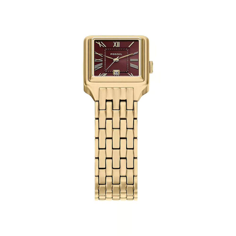 Fossil Raquel 23mm Red Dial Gold Tone Steel Bracelet Watch