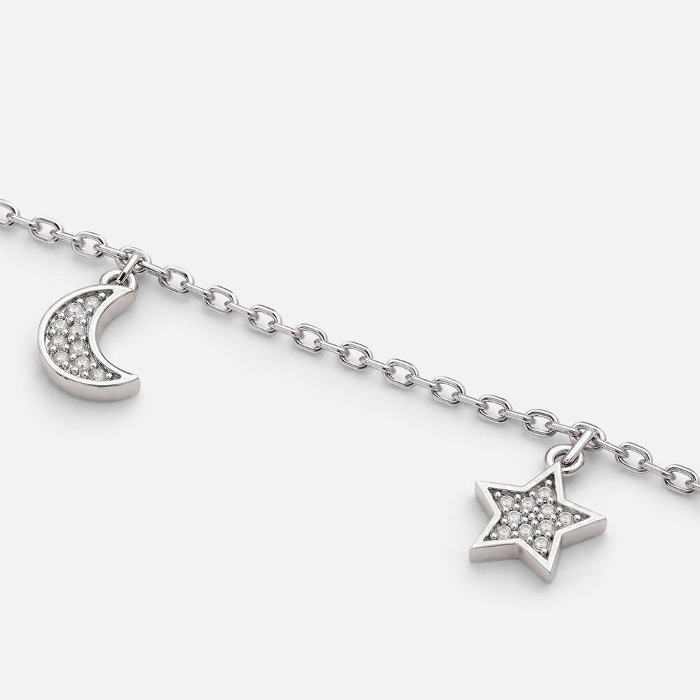Sterling Silver Pave Cubic Zirconia Moon & Star Bracelet