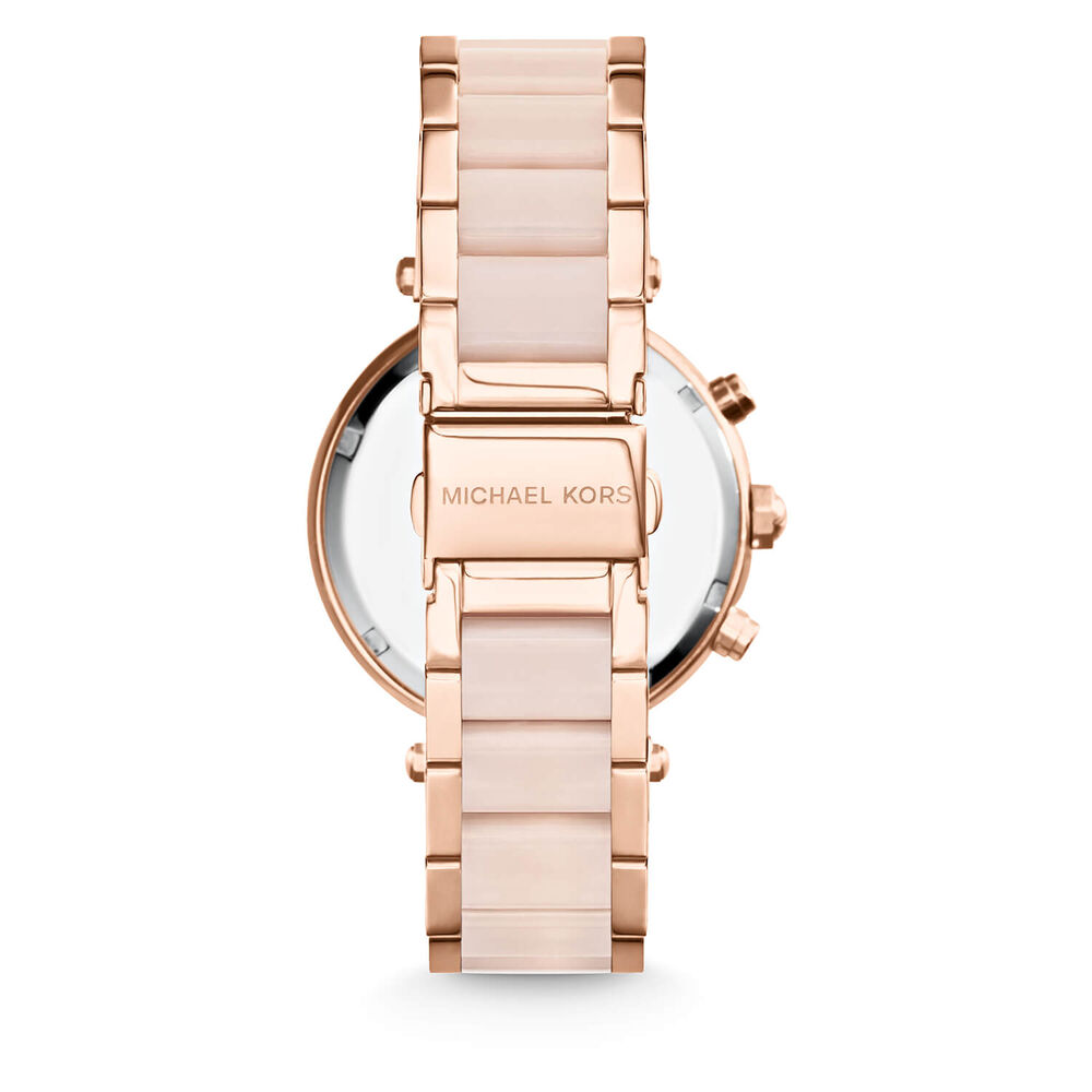 Michael Kors Parker Rose Chronograph Cubic Zirconia Bezel Rose and Pink Bracelet image number 2