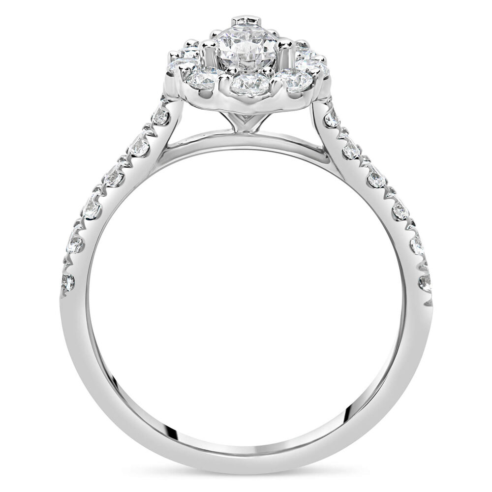 Kathy De Stafford 18ct White Gold ''Lily'' Pear Diam Halo Stone Set Shoulders 1.25ct Ring image number 2