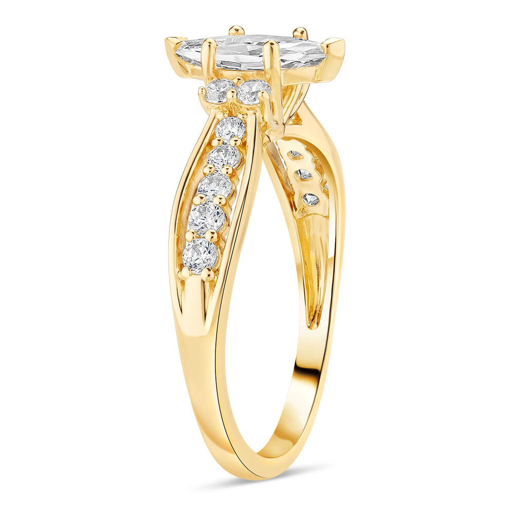 9ct Marquise Cubic Zirconia Claw Set with Side Rings image number 3