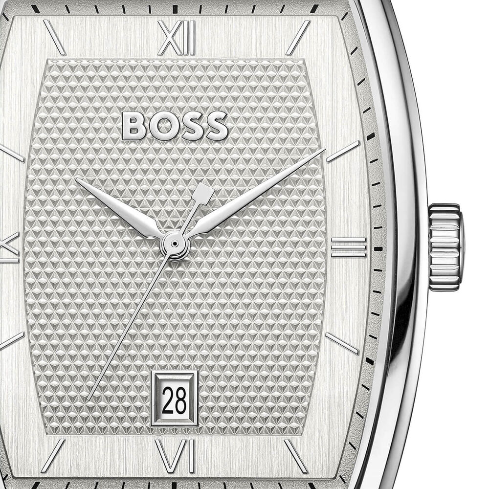 BOSS Principle Ark 39mm Silver Dial Black Leather Strap Watch