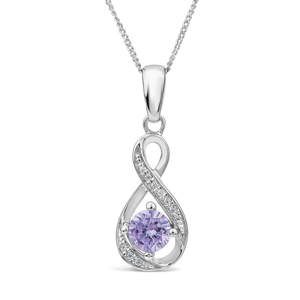 Sterling Silver Cubic Zirconia June Birthstone  Infinity Pendant image number 0
