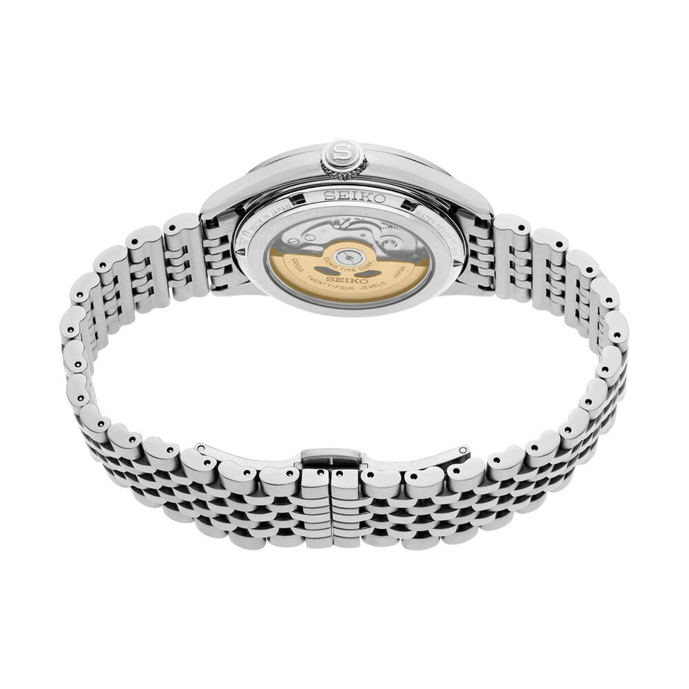 Seiko Presage Classic Series 40.2mm Open Heart Delicate Cream Silk Steel Bracelet Watch
