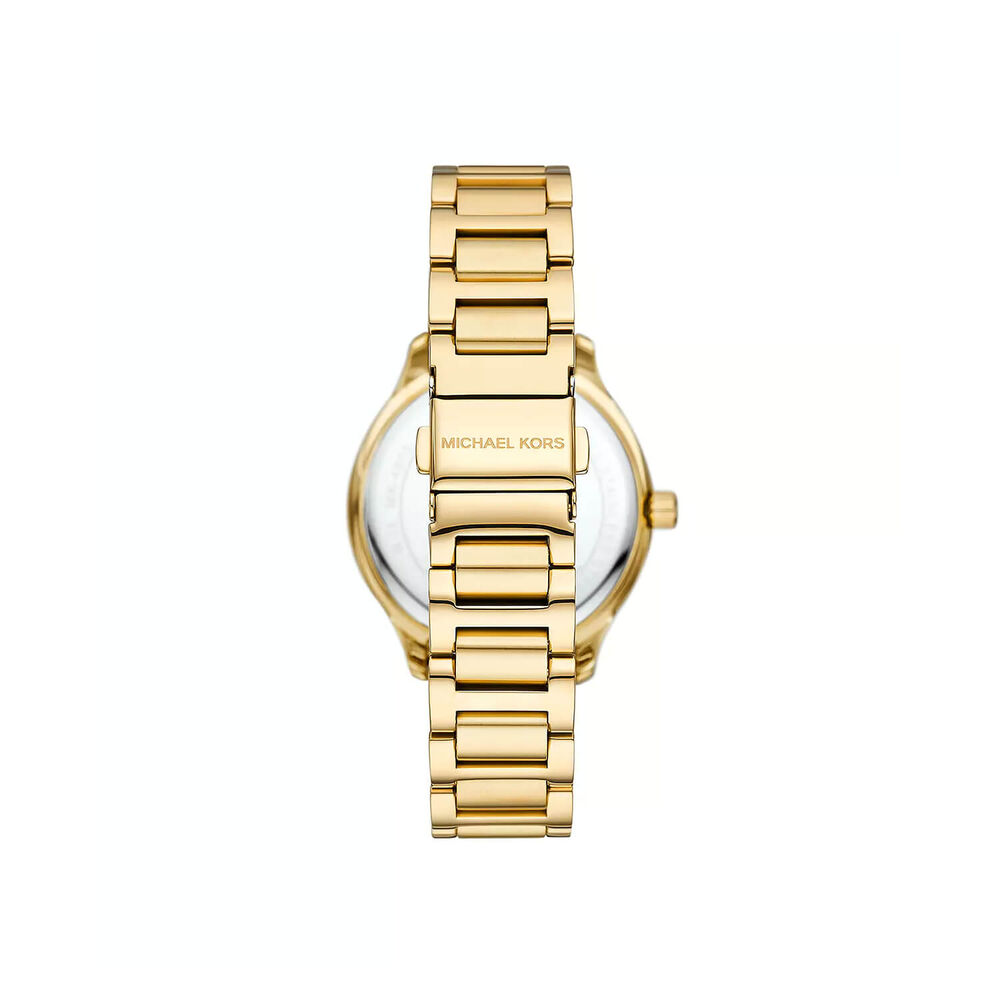 Michael Kors Sage 38mm White MOP Dial Yellow Gold Tone Steel Bracelet Watch