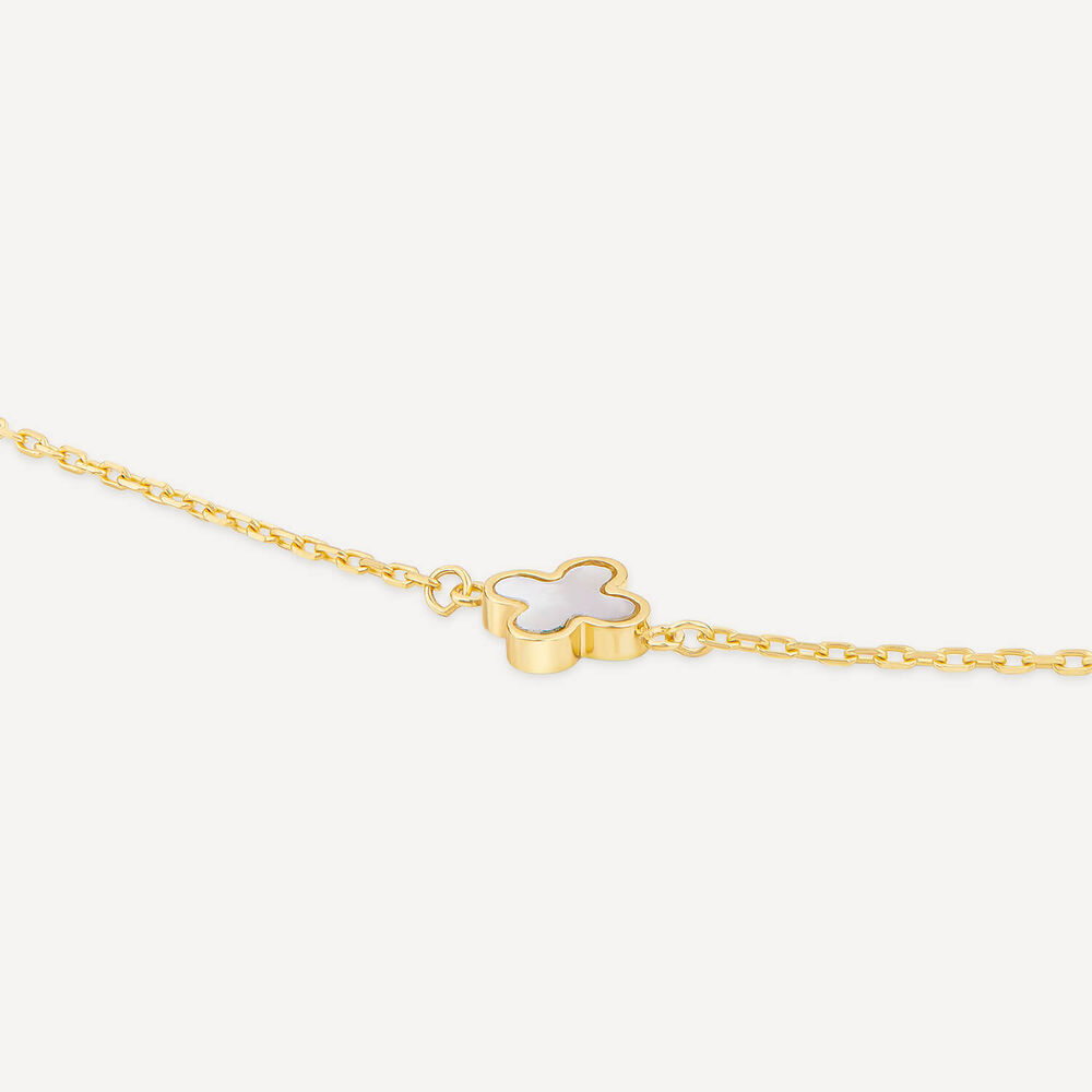 9ct Yellow Gold Mother of Pearl Petal Bracelet image number 2