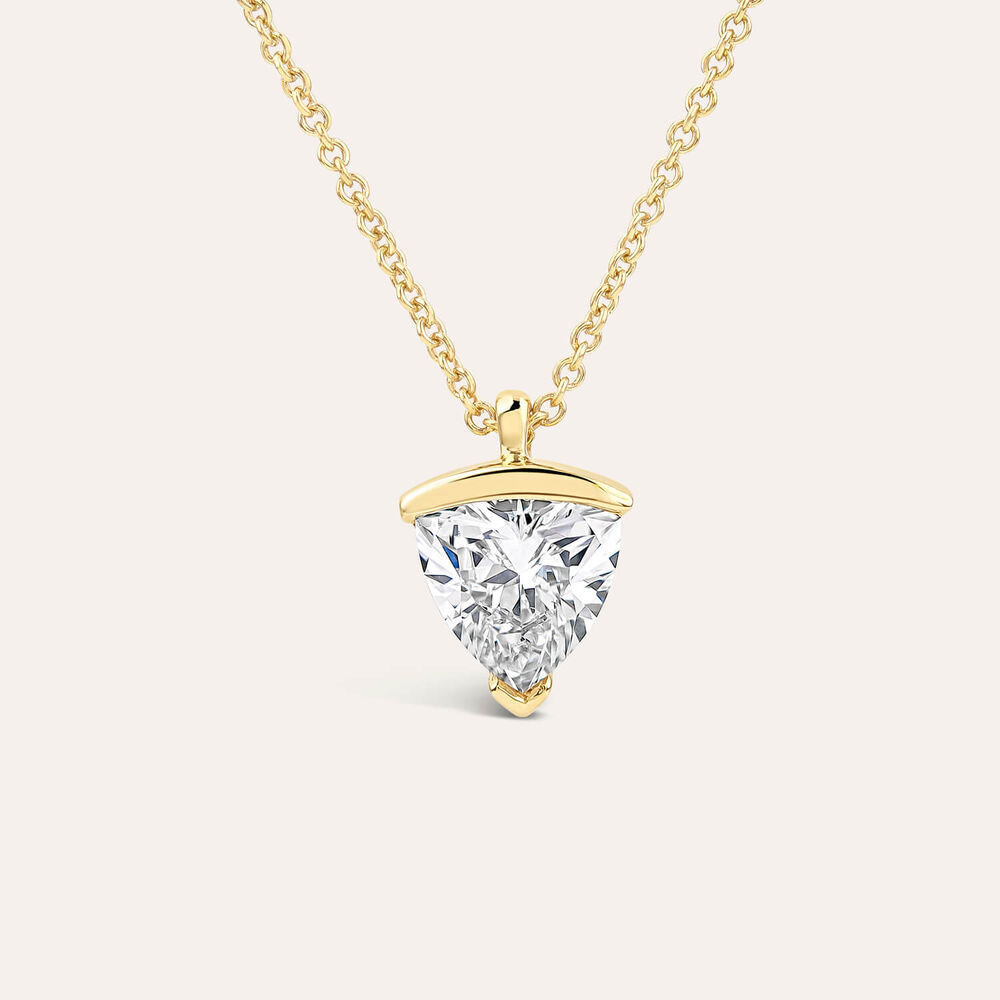 Born 1ct Classic 9ct Yellow Gold Lab Grown 1.00ct Trillion Cut Diamond Pendant