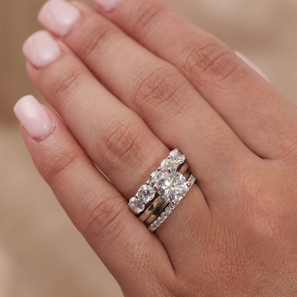 Born Platinum 2ct Lab Grown 5 Stone Half Eternity Diamond Ring image number 4