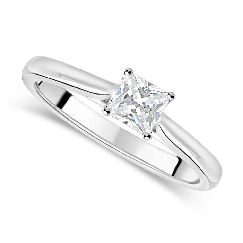 Platinum 0.40ct Princess Diamond Orchid Setting Ring image number 0