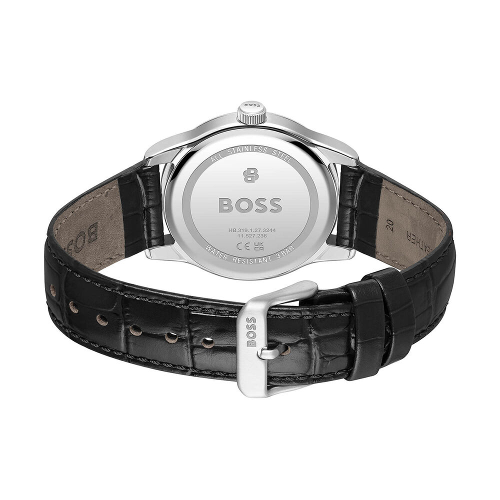 BOSS Langford 39mm Black Dial Leather Strap Watch