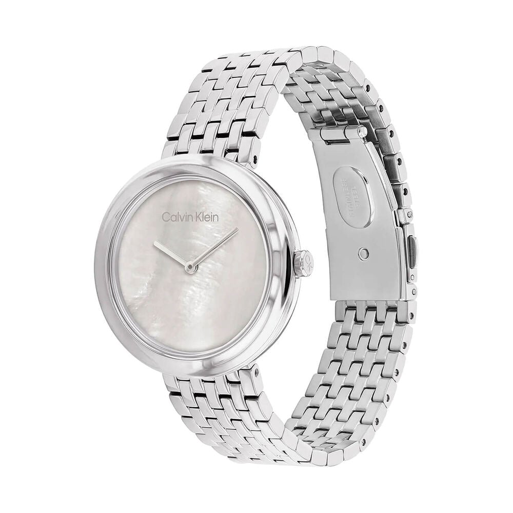 Calvin Klein Twisted Bezel 34mm MOP Dial Stainless Steel Bracelet Watch image number 1