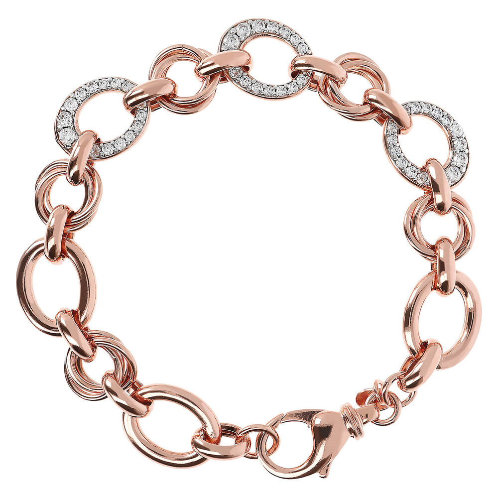 Bronzallure 18ct Rose Gold Plated Cubic Zircnia Accents Bracelet image number 0