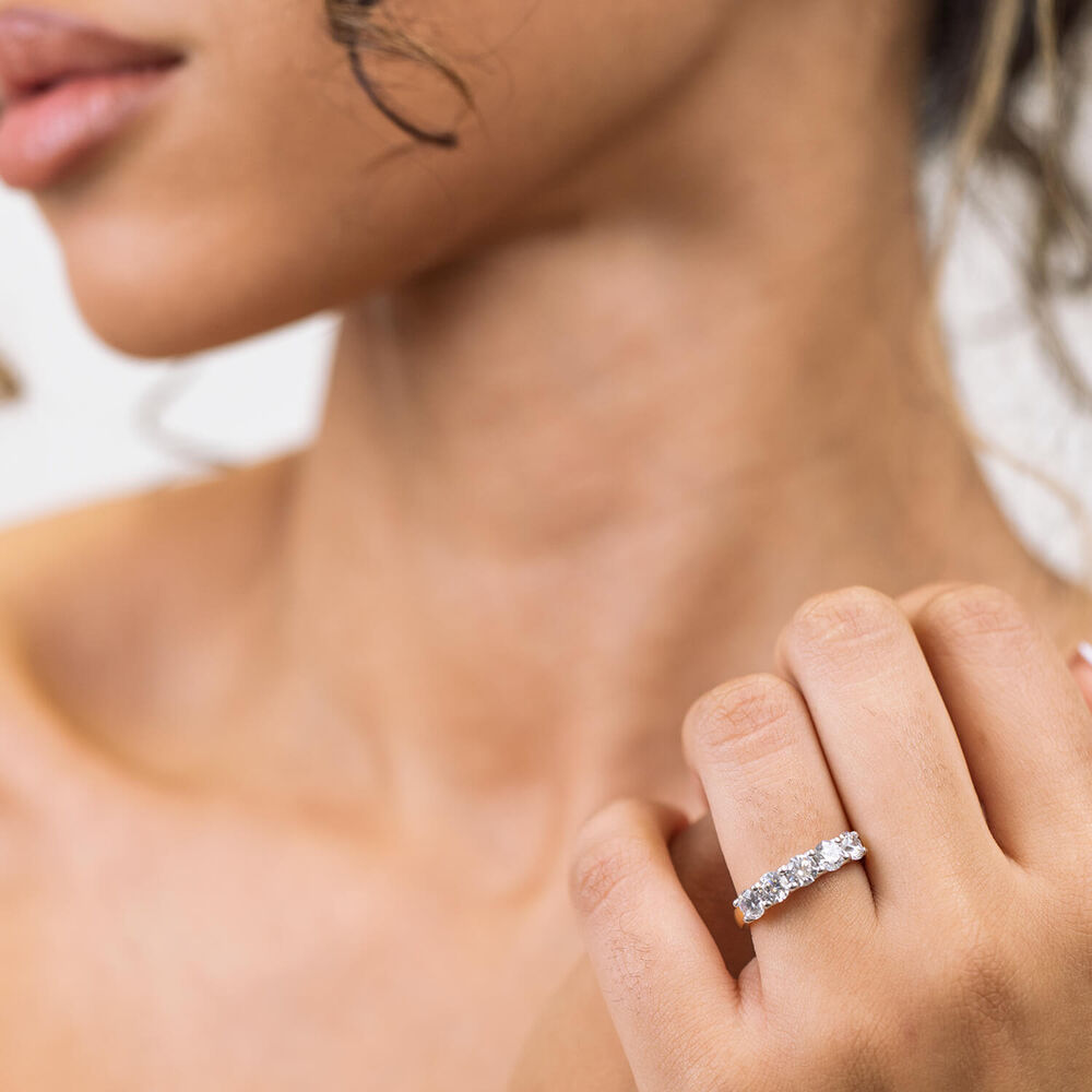 Born 18ct Yellow Gold 1.50ct Lab Grown 5 Stone Half Eternity Diamond Ring image number 7