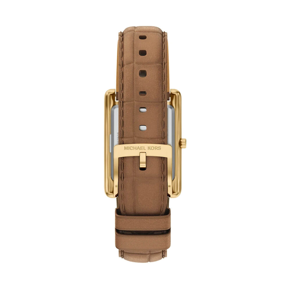 Michael Kors Essex 26mm Gold Dial Brown Leather Strap Watch