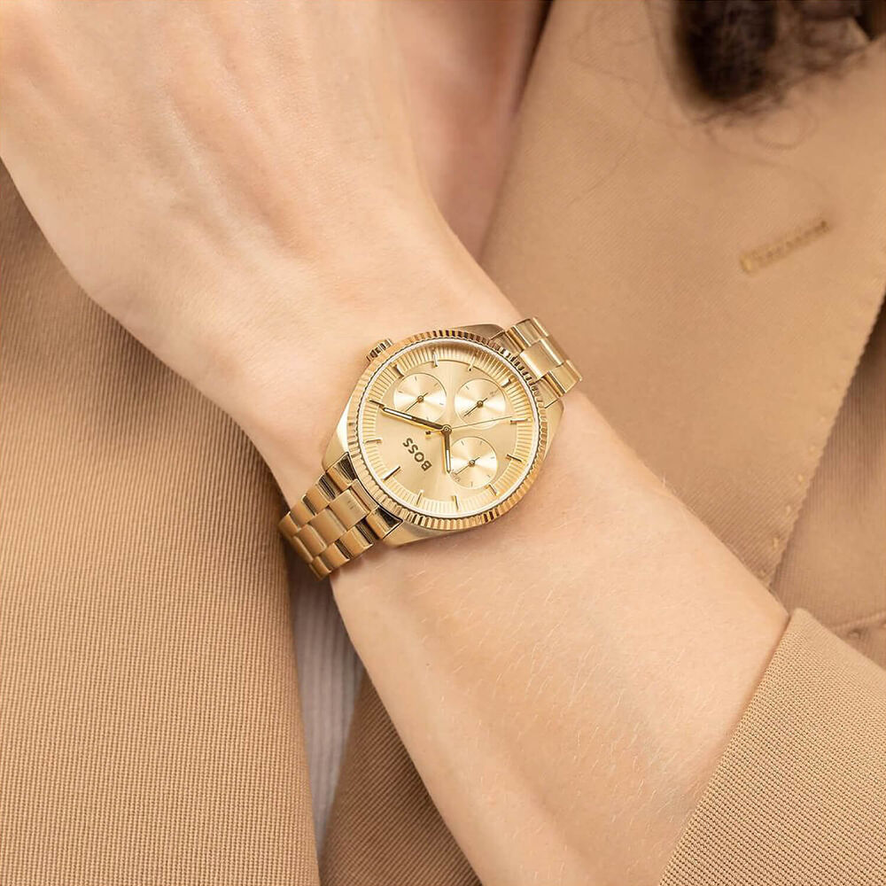 BOSS Sage Sport 34mm Gold Dial Stainless Steel Bracelet Watch image number 3