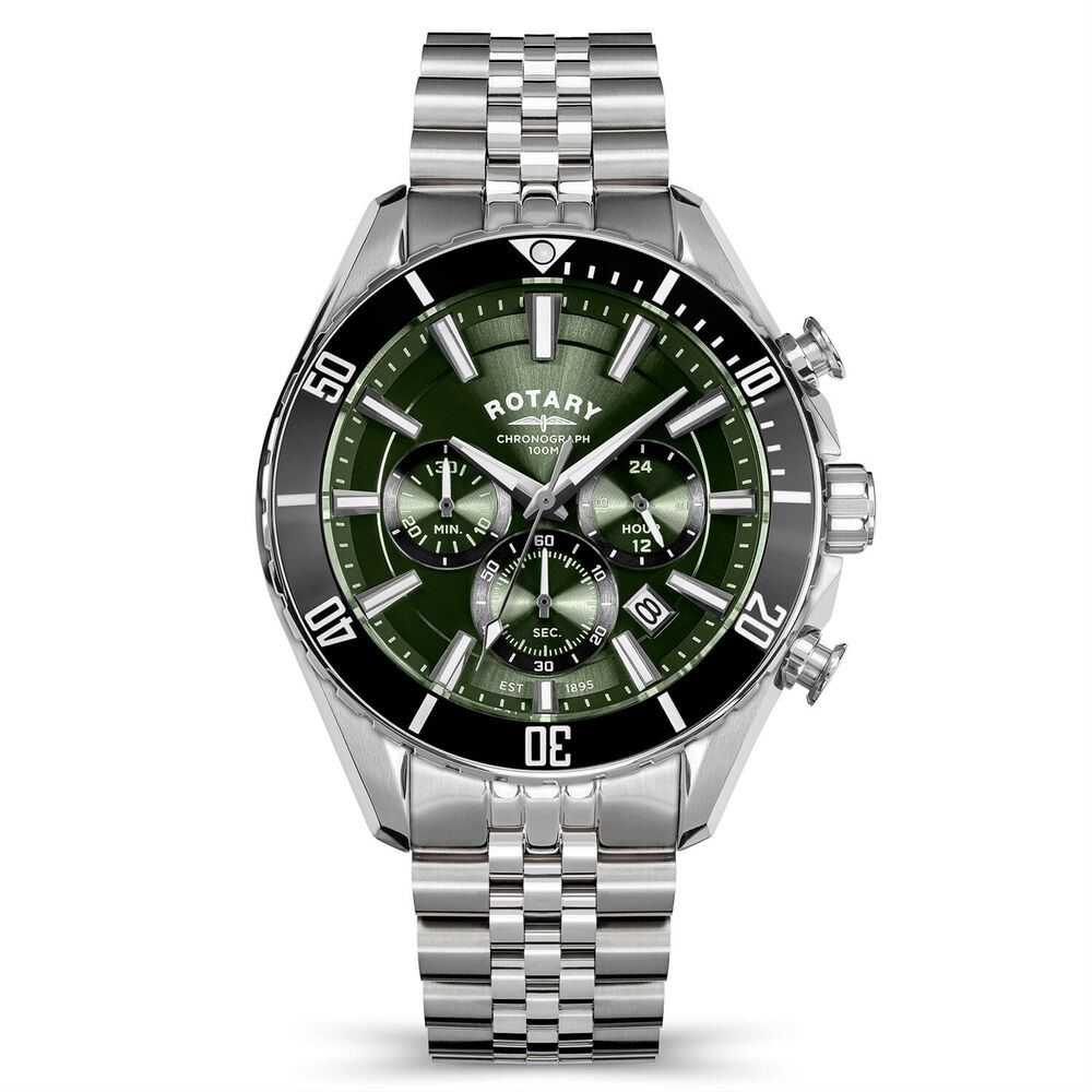 Rotary Apex 100 Chronograph 42mm Green Dial Stainless Steel Bracelet Watch