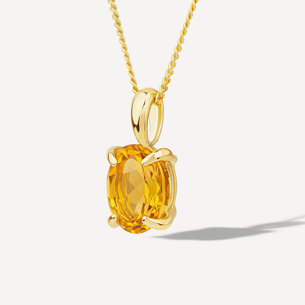 9ct Yellow Gold Oval Citrine Pendant image number 1