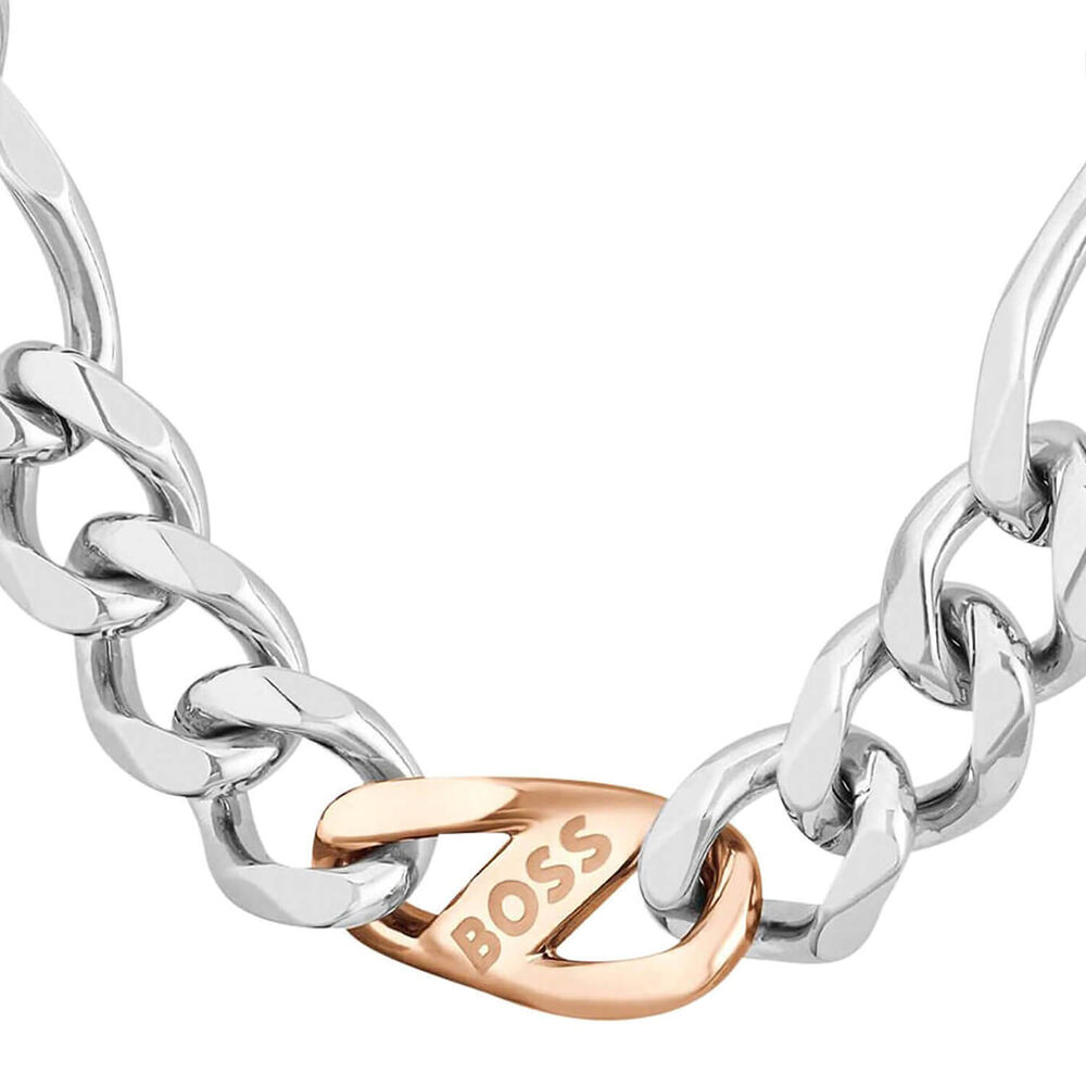 BOSS Rian Two Tone Branded Link Necklace