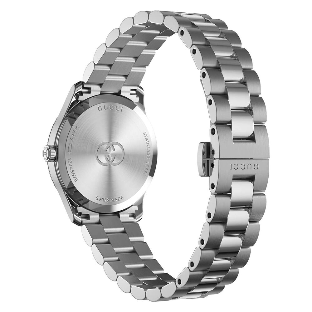 Gucci G-Timeless Quartz 29mm Silver Dial Diamond Dots Steel Bracelet Watch