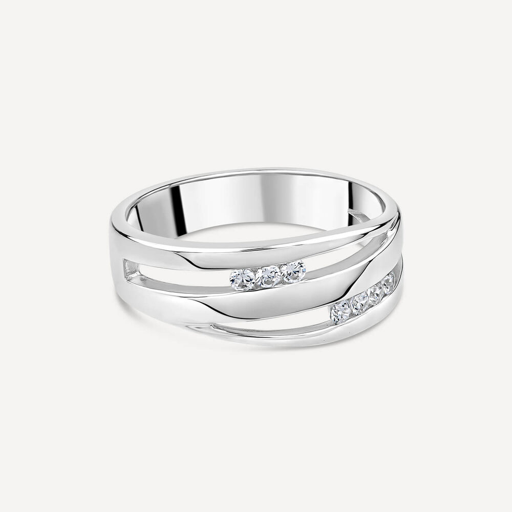 Sterling Silver Three Strands Cubic Zirconia Ring image number 2