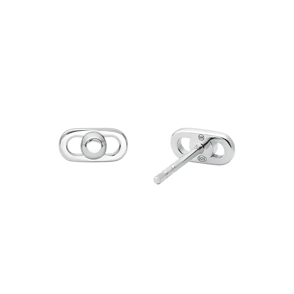 Michael Kors Astor Rhodium Plated Link Stud Earrings
