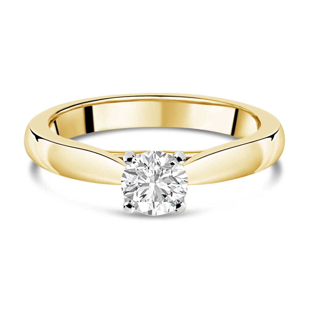18ct Yellow Gold 0.50ct Round Diamond Orchid Setting Ring image number 4