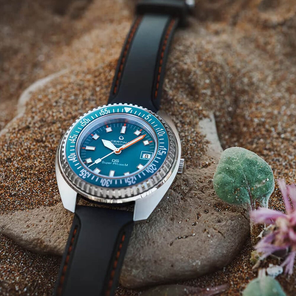 Certina DS Super PH1000M STC 43.5mm Blue Dial Black Rubber Strap Watch image number 6