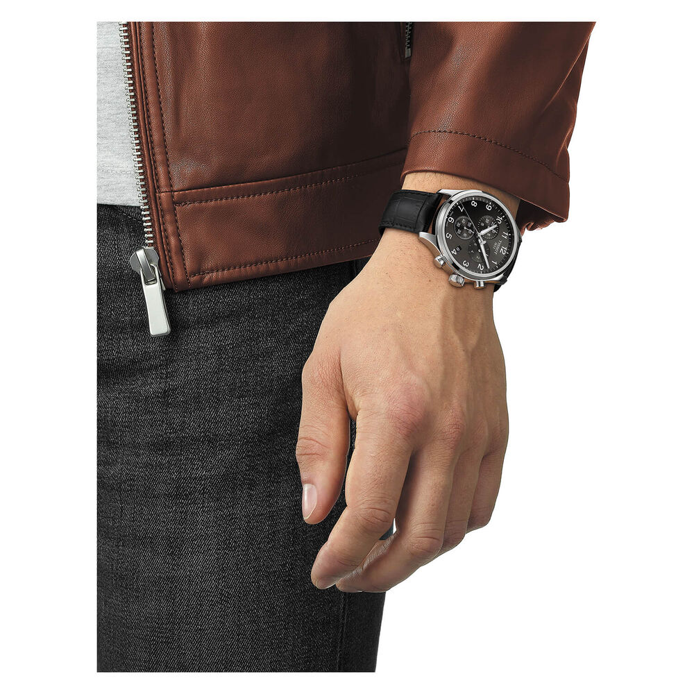 Pre-Owned Tissot Chrono XL 45mm Black Dial Leather Strap Watch