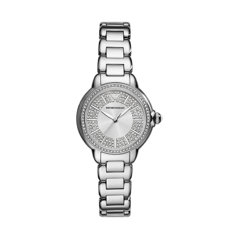Emporio Armani Mia 32mm Silver Cubic Zirconia Set Dial & Bezel Steel Bracelet Watch image number 0