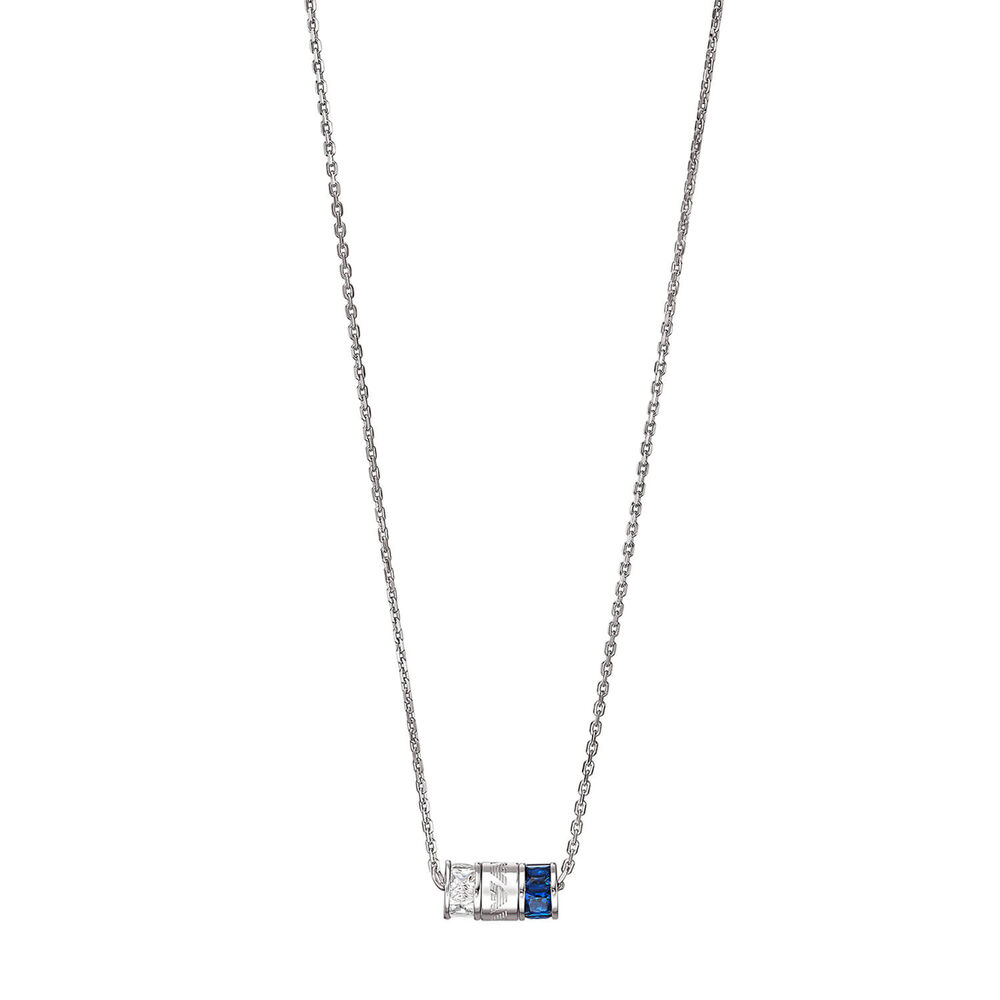 Emporio Armani Essentials Logo Blue Detail Stainless Steel Necklace