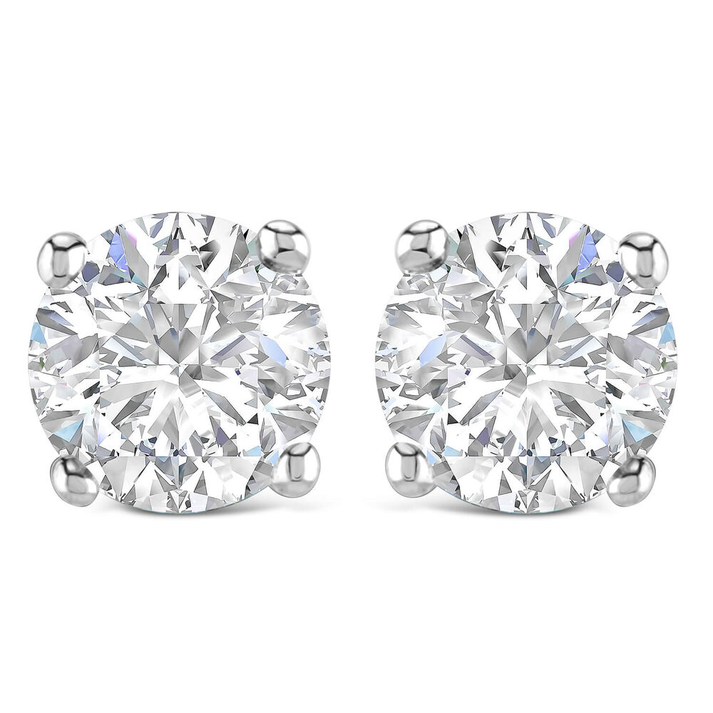 18ct White Gold Diamond Stud Earrings image number 0