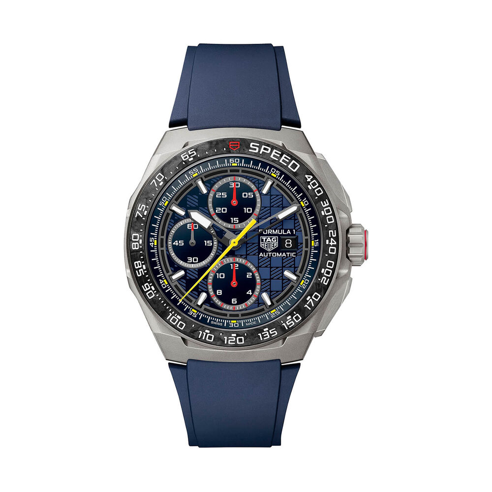 TAG Heuer Formula 1 Chronograph X Oracle Red Bull Racing 44mm Blue Dial Rubber Strap Watch image number 0