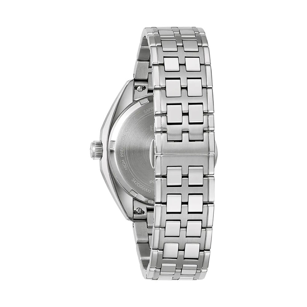 Bulova Jet Star Limited Edition 40mm Silver Dial Steel Bracelet & Blue Leather Strap Watch image number 3