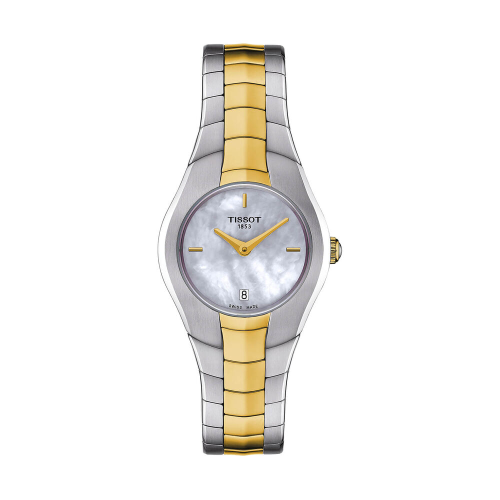 Pre-Owned Tissot T-Round 26mm MOP Dial Two Tone Stainless Steel Bracelet Watch