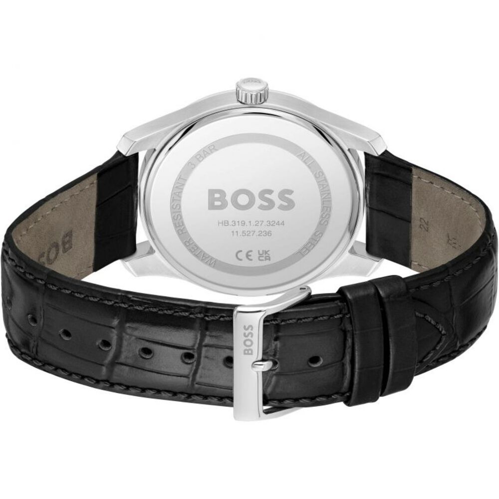 BOSS Principle 41mm Black Dial 3 Hands Black Strap Watch image number 1